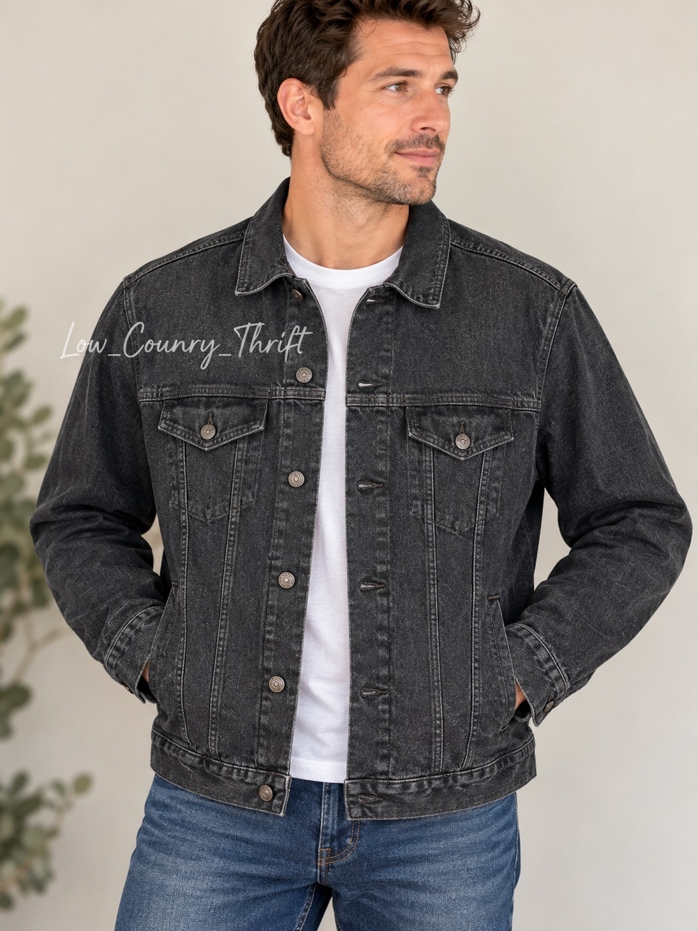 GAP Men's Washed Black Denim Jacket